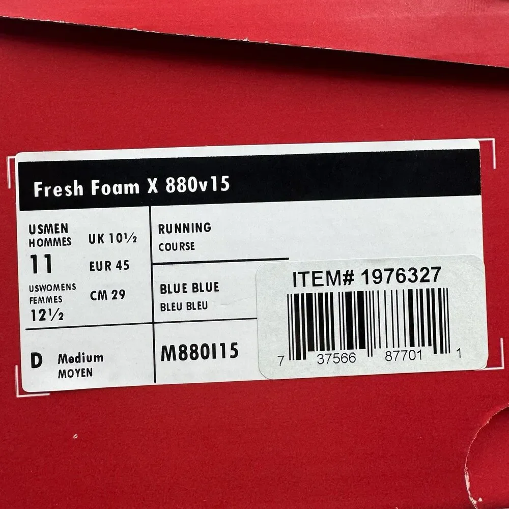 New Balance Fresh Foam X 880v15 Blue 11M / 12.5W D M880L15 NIB